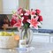 11pcs Artificial Flowers Red Fake Roses and Pink Tiger Lily Fake Valentines Flowers Bouquet for Wedding Bouquet Silk Floral Arrangement Home Table Decor Party Valentine's Day Gift (No Vase)
